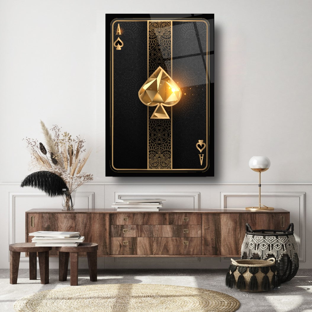 As de Pique Tableau en Verre Trempé