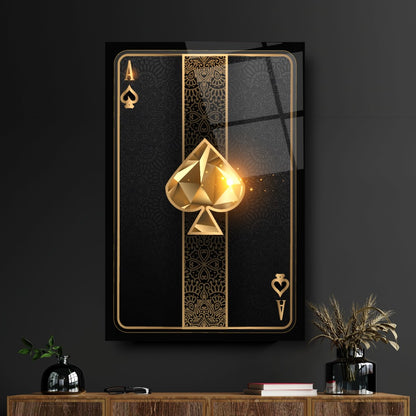 As de Pique Tableau en Verre Trempé