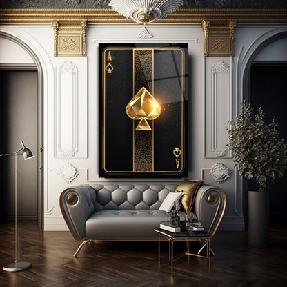 As de Pique Tableau en Verre Trempé