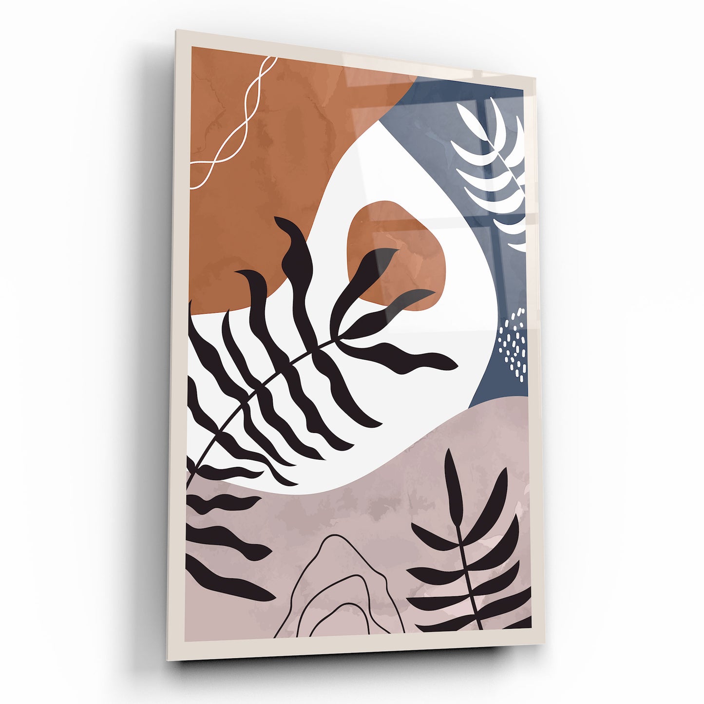 Feuilles Abstraites Tableau en Verre Trempé