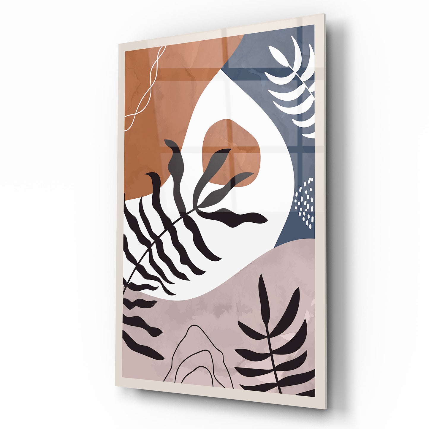 Feuilles Abstraites Tableau en Verre Trempé