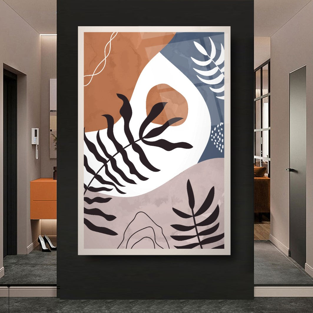 Feuilles Abstraites Tableau en Verre Trempé
