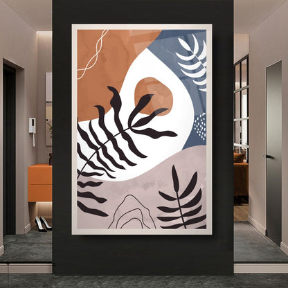 Feuilles Abstraites Tableau en Verre Trempé