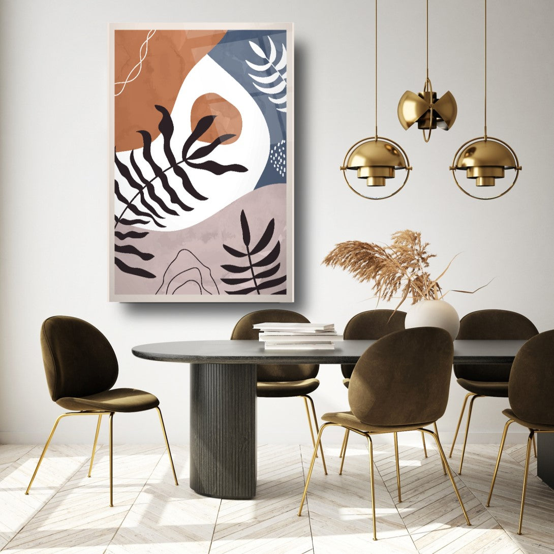 Feuilles Abstraites Tableau en Verre Trempé