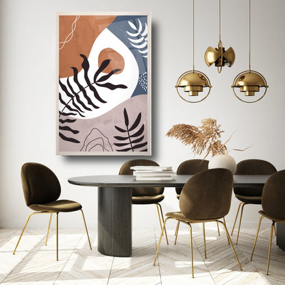 Feuilles Abstraites Tableau en Verre Trempé