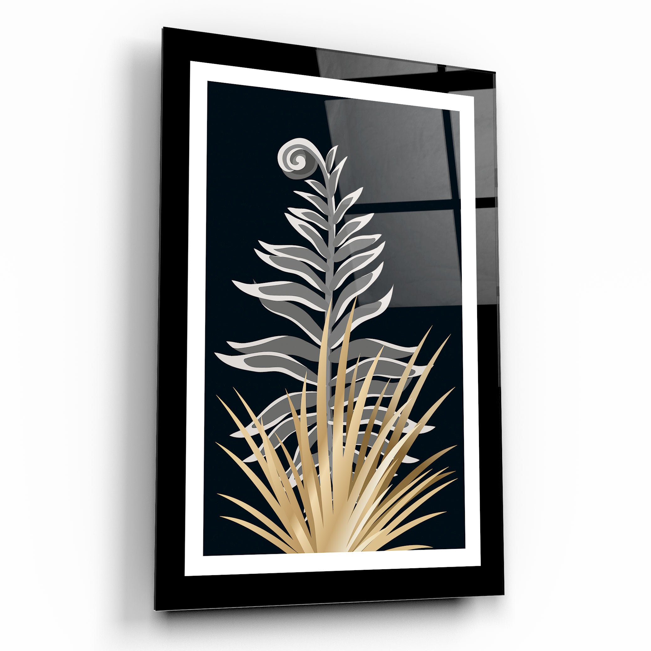 Art mural en verre avec feuilles