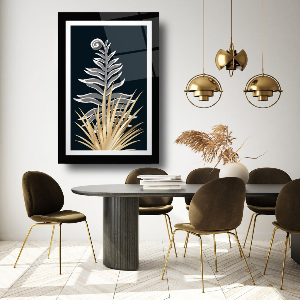 Art mural en verre avec feuilles