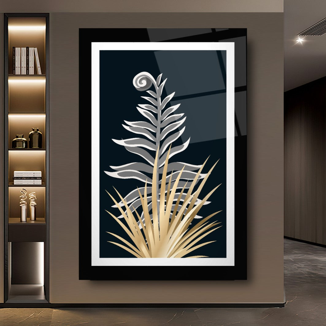 Art mural en verre avec feuilles