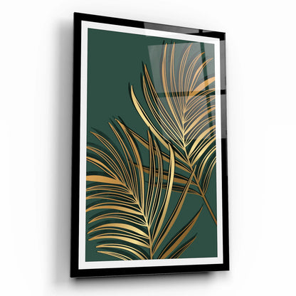 Golden Leaves Glass Wall Art - LUXARTDECO
