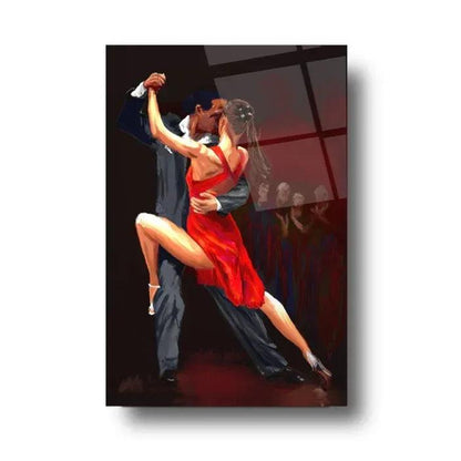 Dancing Couple Glass Wall Art - LUXARTDECO
