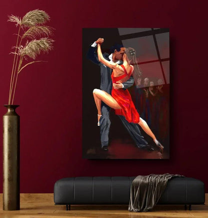Dancing Couple Glass Wall Art - LUXARTDECO