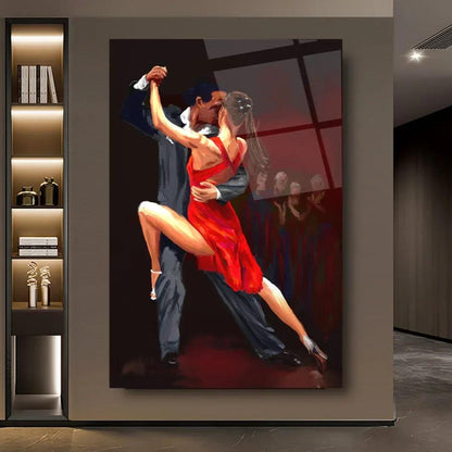 Dancing Couple Glass Wall Art - LUXARTDECO