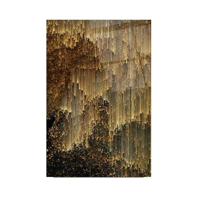 Golden Rain Glass Wall Art - LUXARTDECO
