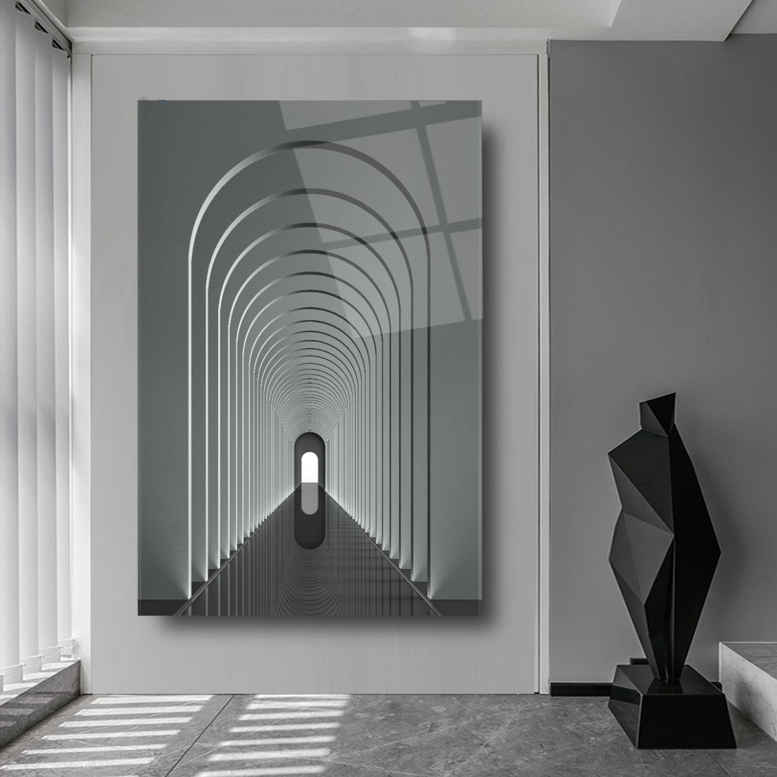 Corridoio ad Arco 3D Quadro in Vetro Temperato