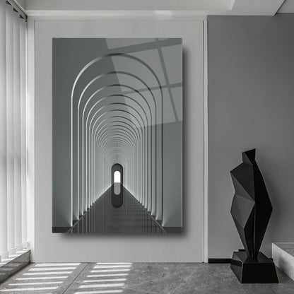 Corridoio ad Arco 3D Quadro in Vetro Temperato