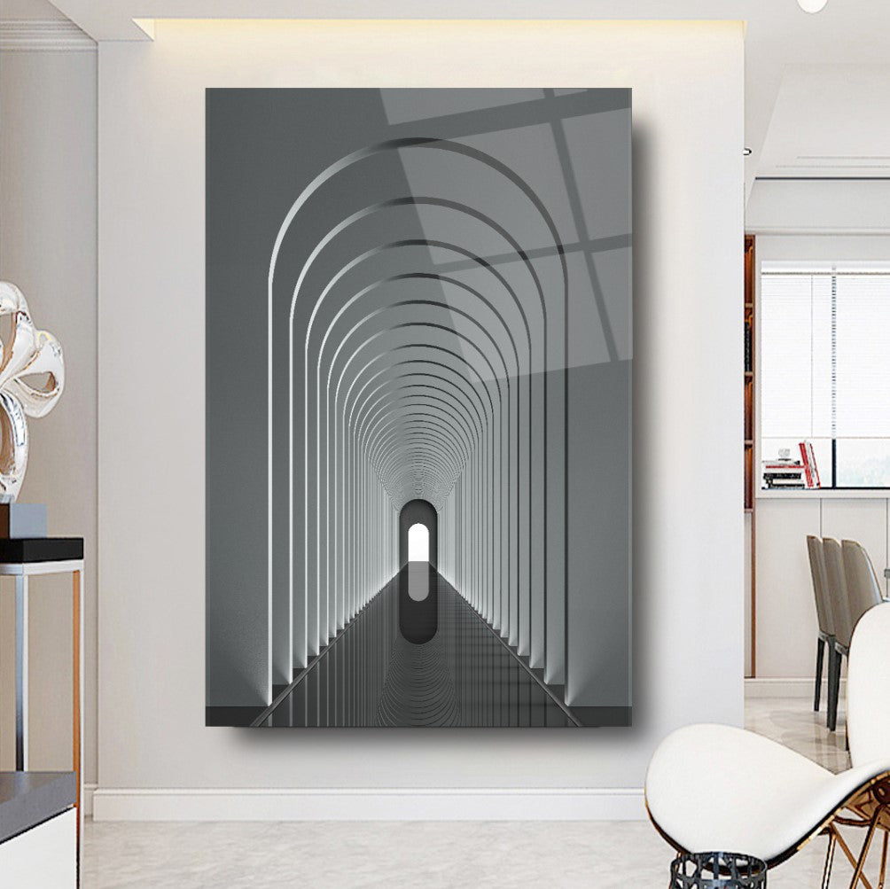 Corridoio ad Arco 3D Quadro in Vetro Temperato
