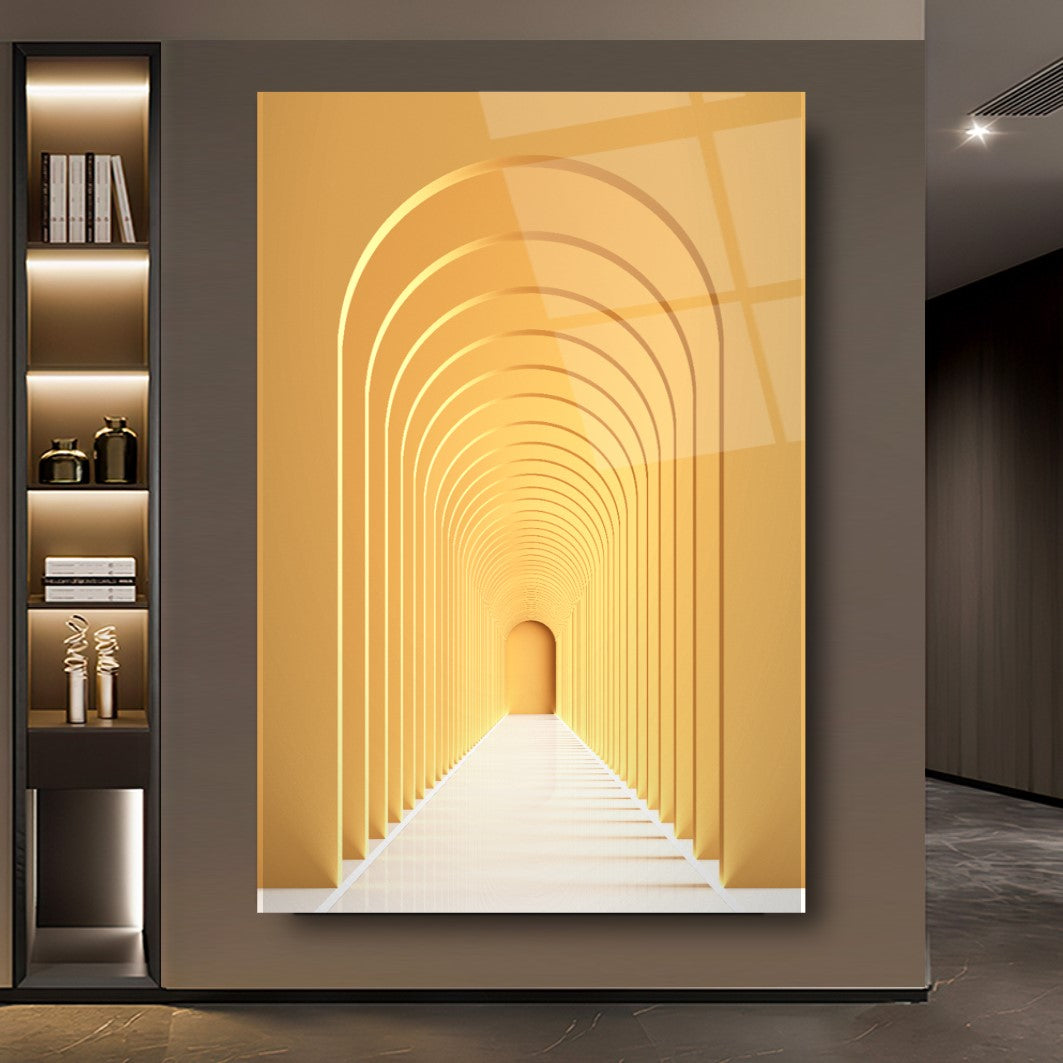 Corridoio ad Arco 3D Quadro in Vetro Temperato