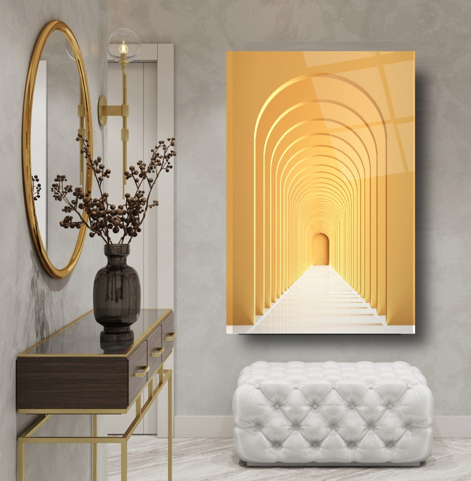 Corridoio ad Arco 3D Quadro in Vetro Temperato