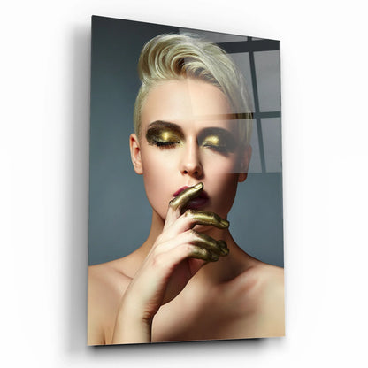 Golden Makeup Glass Wall Art - LUXARTDECO
