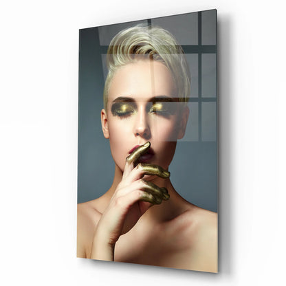 Golden Makeup Glass Wall Art - LUXARTDECO