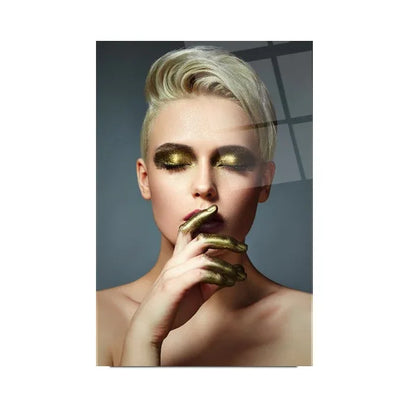 Golden Makeup Glass Wall Art - LUXARTDECO
