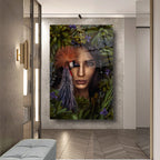 Art mural en verre représentant une femme 