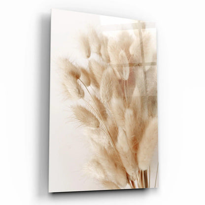 Beige Flowers Glass Wall Art - LUXARTDECO