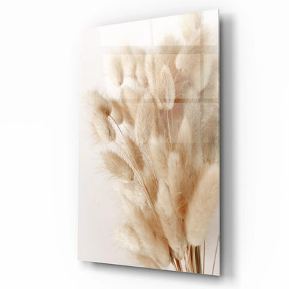 Beige Flowers Glass Wall Art - LUXARTDECO