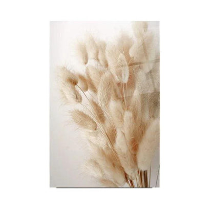 Beige Flowers Glass Wall Art - LUXARTDECO