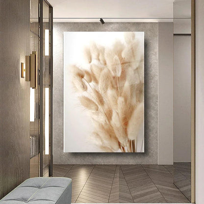 Beige Flowers Glass Wall Art - LUXARTDECO