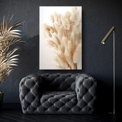 Beige Flowers Glass Wall Art - LUXARTDECO