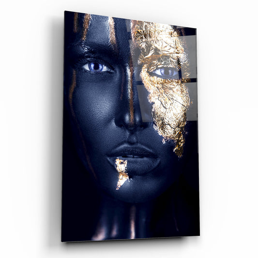 Volto di Donna Dorato Quadro in Vetro Temperato