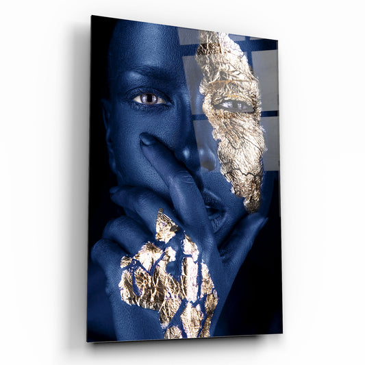 Volto di Donna Dorato Quadro in Vetro Temperato