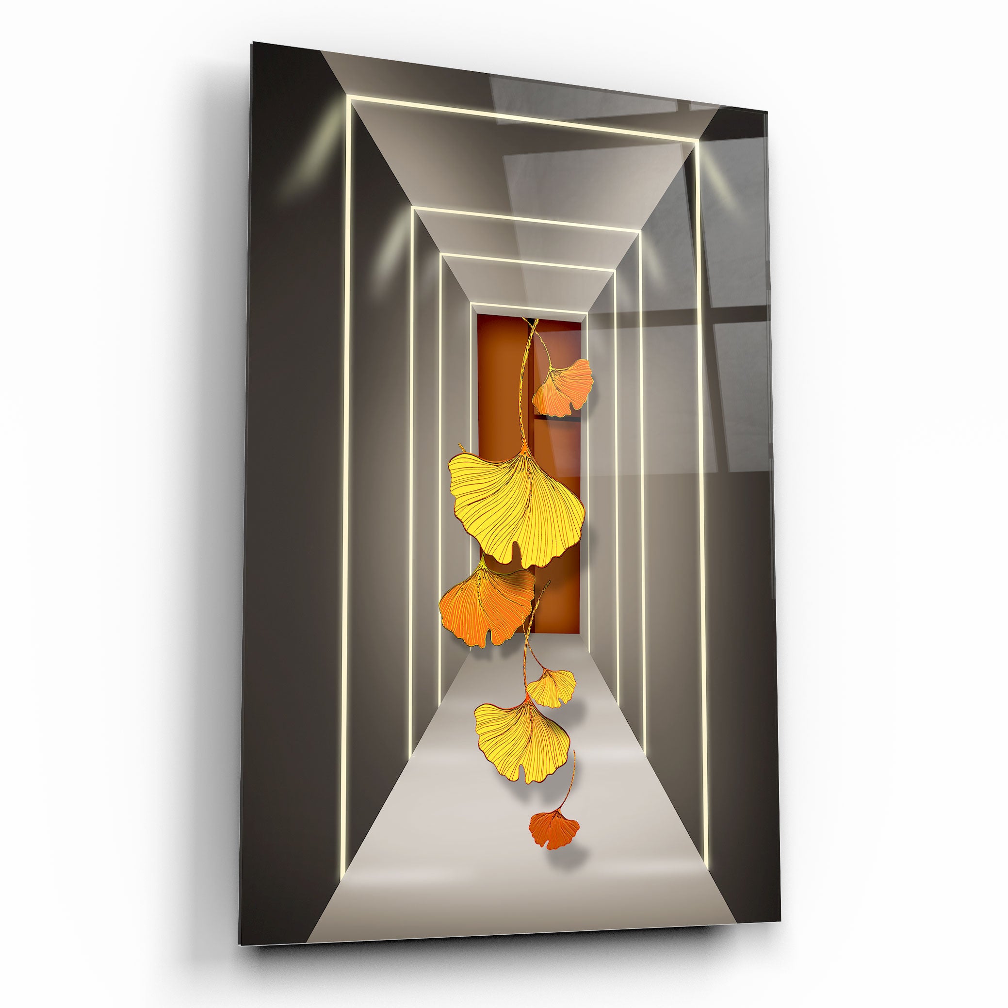 Floral Corridor Glass Wall Art