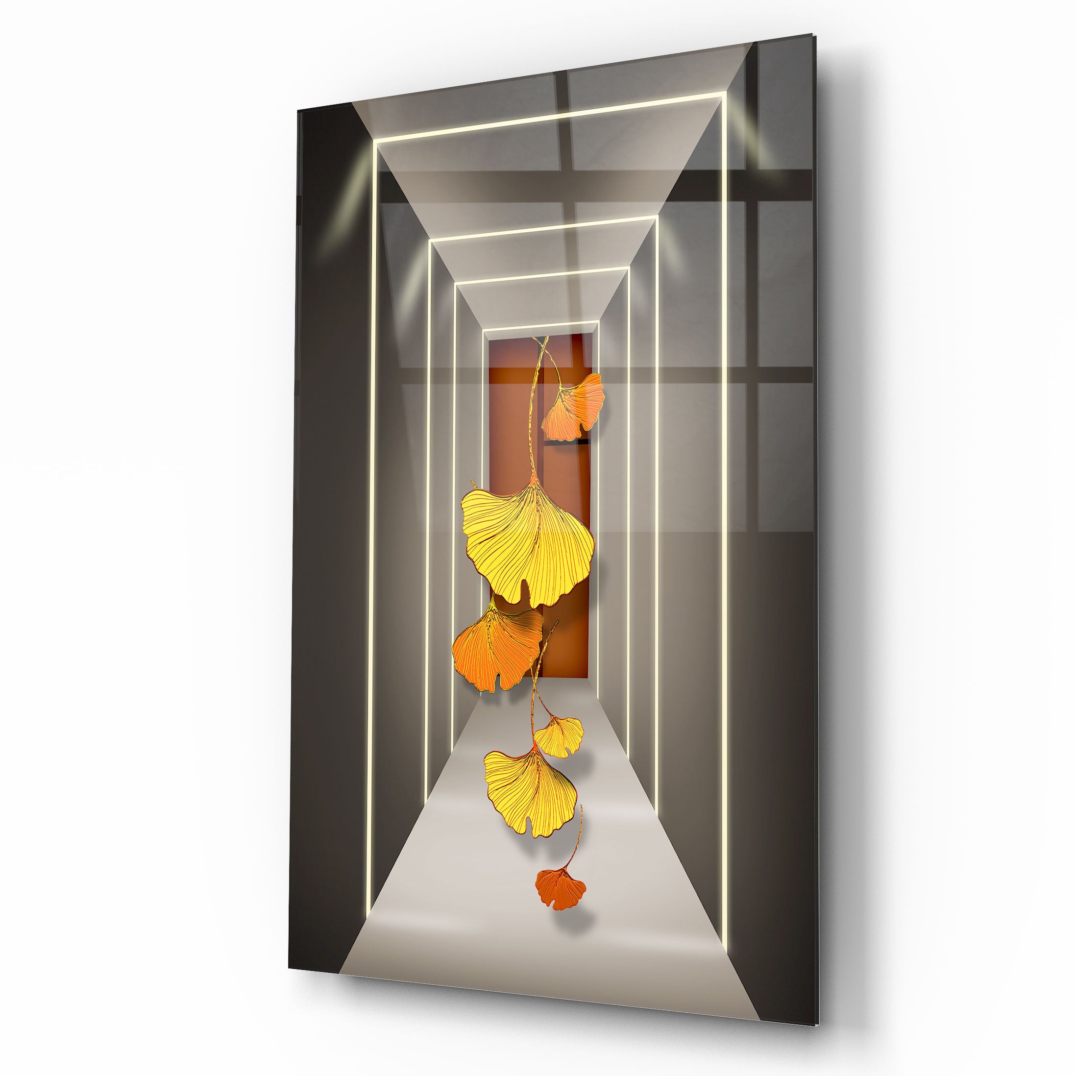 Floral Corridor Glass Wall Art