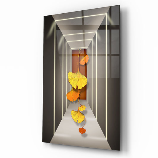 Décoration murale en verre pour couloir floral