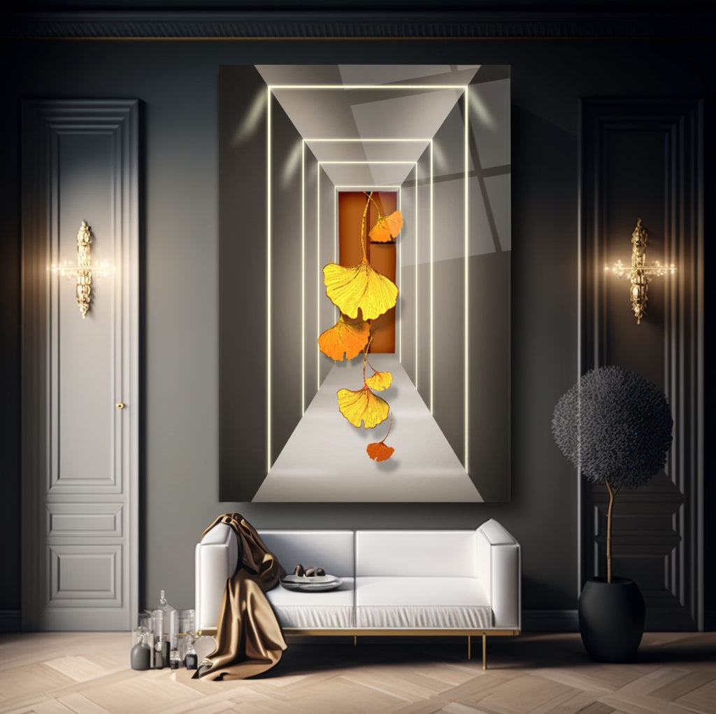 Floral Corridor Glass Wall Art