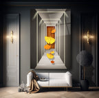 Floral Corridor Glass Wall Art