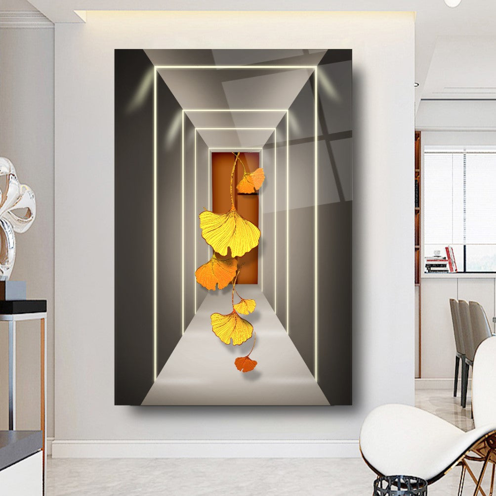 Floral Corridor Glass Wall Art
