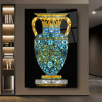 Blue Vase Glass Wall Art - LUXARTDECO