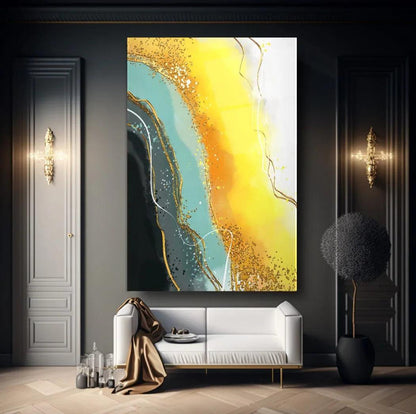 Abstract Yellow Glass Wall Art - LUXARTDECO