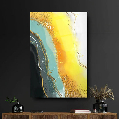 Abstract Yellow Glass Wall Art - LUXARTDECO