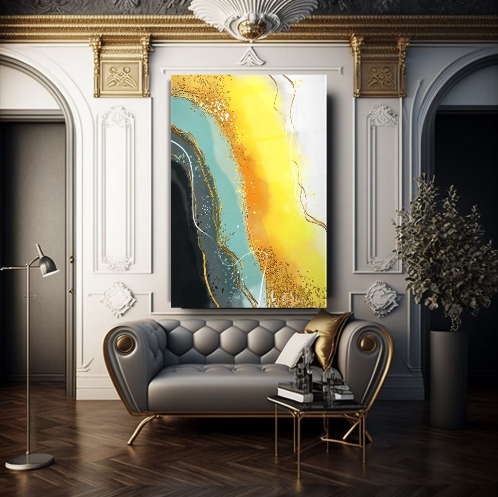 Art mural abstrait en verre 