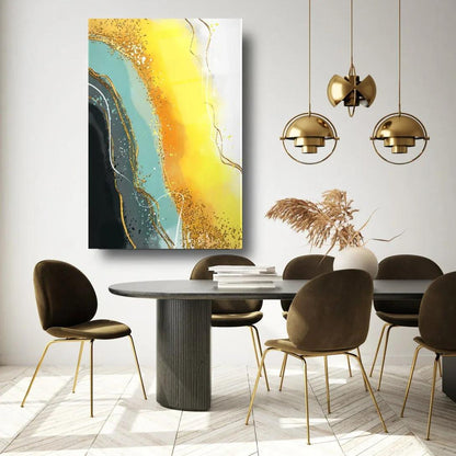 Abstract Yellow Glass Wall Art - LUXARTDECO