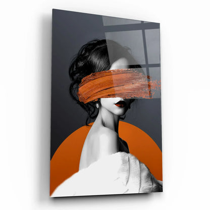 Woman in Orange Glass Wall Art - LUXARTDECO