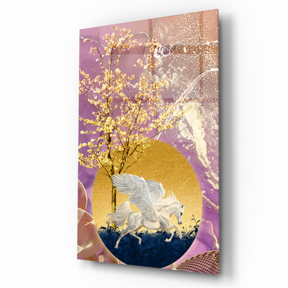 Winged Horse Pegasus Glass Wall Art