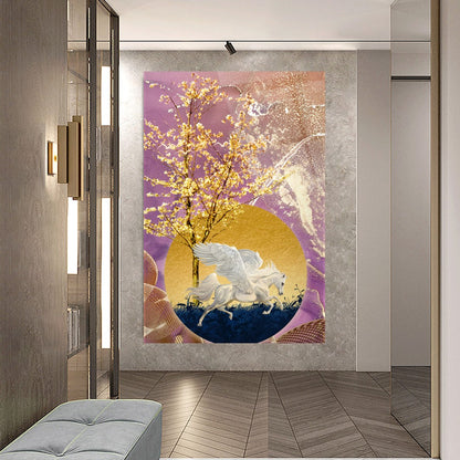 Winged Horse Pegasus Glass Wall Art