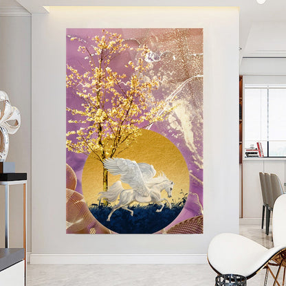 Winged Horse Pegasus Glass Wall Art