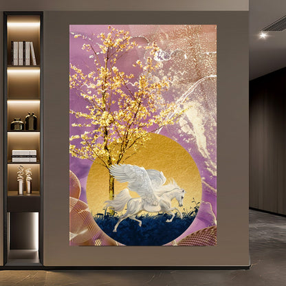 Winged Horse Pegasus Glass Wall Art