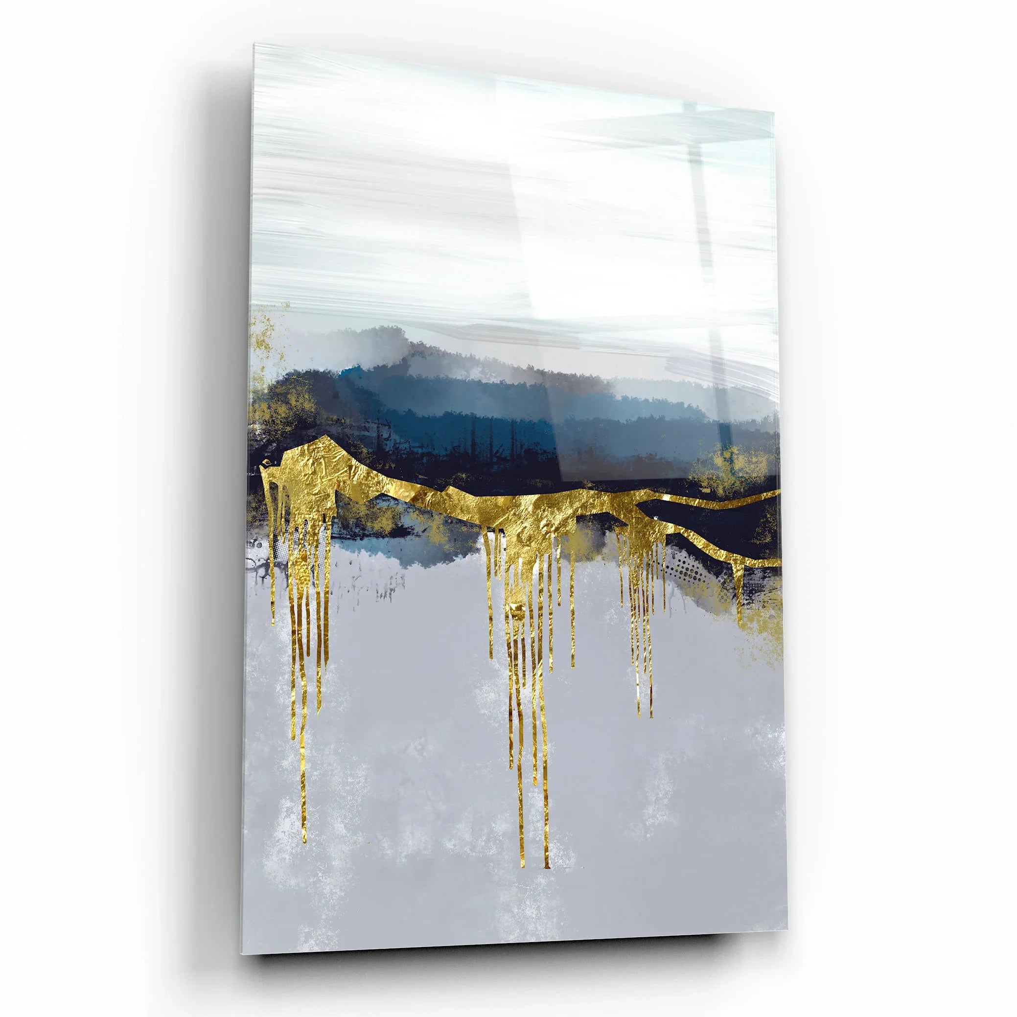 Abstract Blue Glass Wall Art - LUXARTDECO